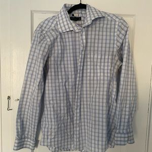 Blue and white plaid dress shirt.